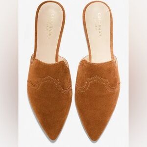 Cole Haan | Women's Cognac Brown Suede Hadley Slip On Pointed Toe Flat Mules 8.5